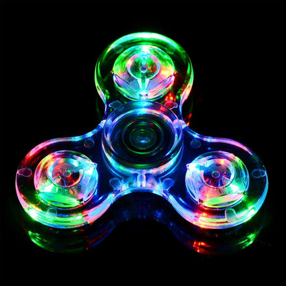 2PACK Fidget Sensory Toy,Crystal Rainbow Pattern Light up Finger Spinning Toy for ADHD and Autism,Relax Therapy Stress (Red)