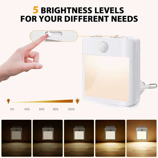 EU Plug Human Body Sensing Light, Bedroom Corridor Embedded LED Motion Sensor, Night Light, Automatic Eye Protection Decorative