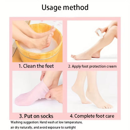 2 Pack Silicone Moisturizing Foot Socks for Cracked Feet, Foot Spa Treatment Socks Moisturizing Gel Socks