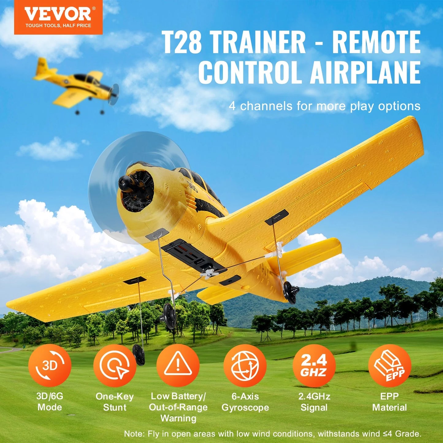 VEVOR RC Airplane Trainer Aircraft EPP Foam RC Plane Toy 2.4 Ghz Remote Control