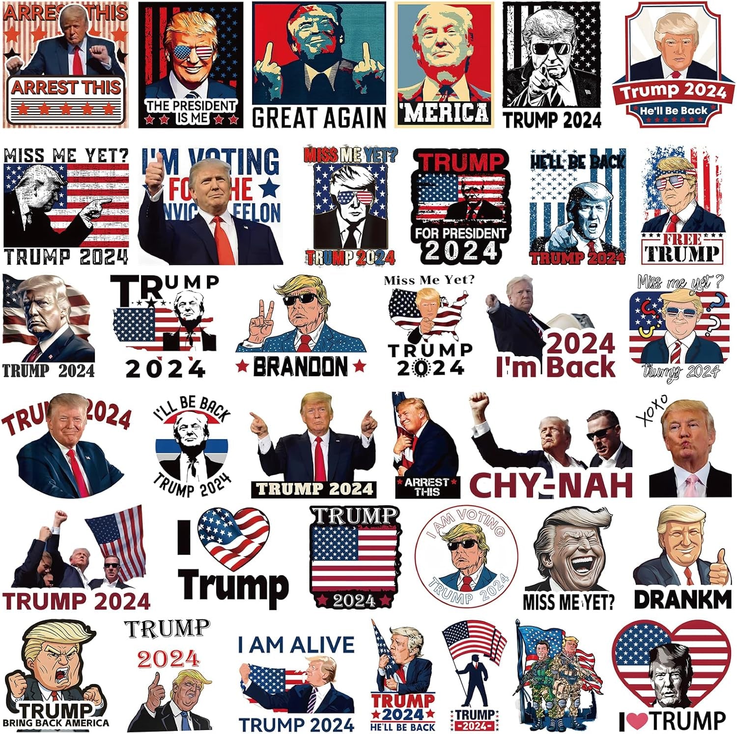 106 Pcs US President Stickers 2024,Vinyl Waterproof Trump Stickers for Laptop Phone Water Bottle Envelopes Car Bumper