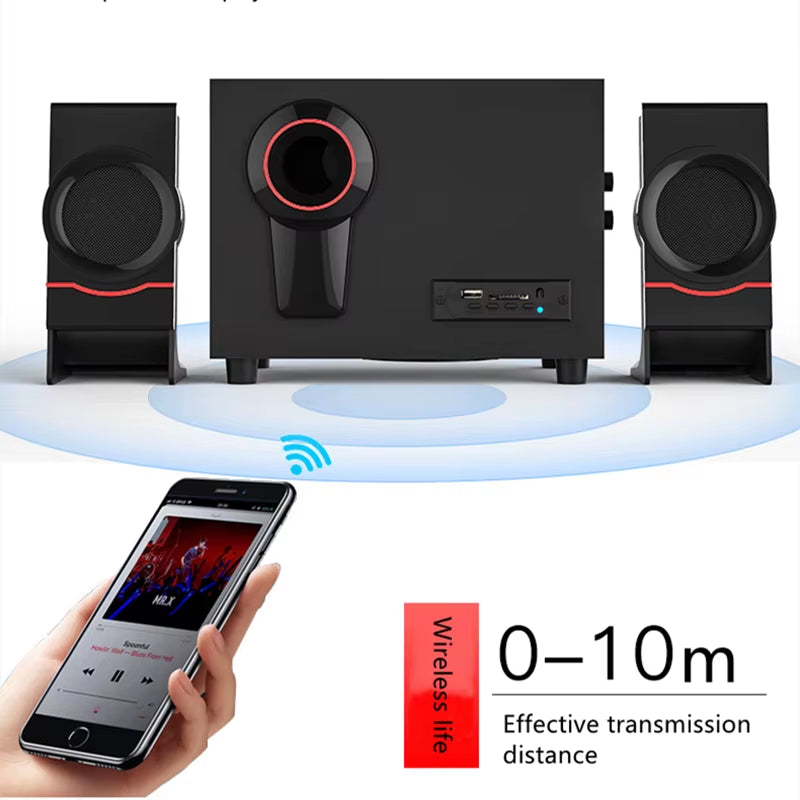 2.1 Multimedia Bluetooth Audio System Home Theater Surround Computer Active Combination Wooden Speaker AUX USB Cable Post TV PC