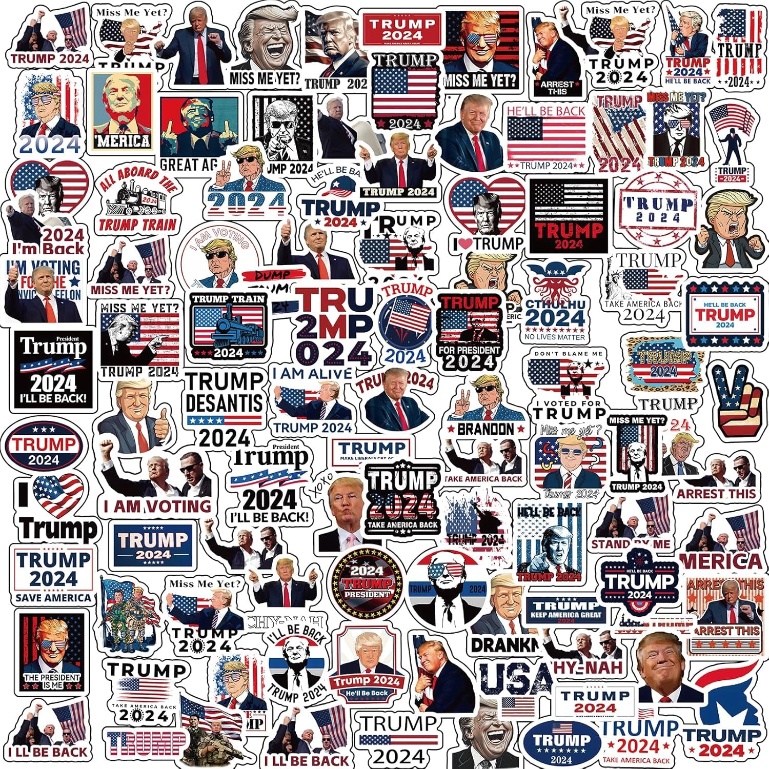 106 Pcs US President Stickers 2024,Vinyl Waterproof Trump Stickers for Laptop Phone Water Bottle Envelopes Car Bumper