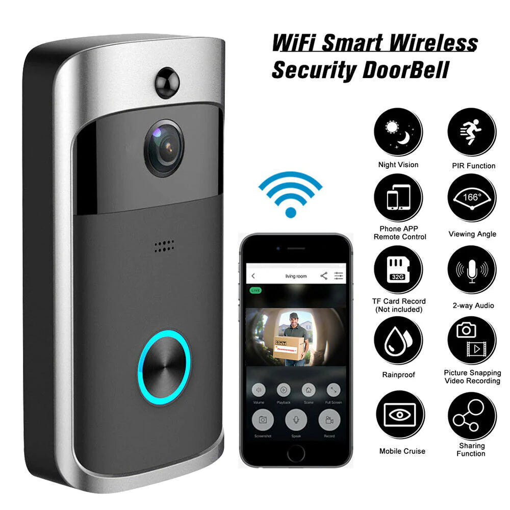 Smart Wireless Wifi Video Doorbell Phone Door Ring Intercom Security Camera Bell