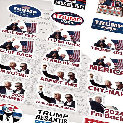 106 Pcs US President Stickers 2024,Vinyl Waterproof Trump Stickers for Laptop Phone Water Bottle Envelopes Car Bumper