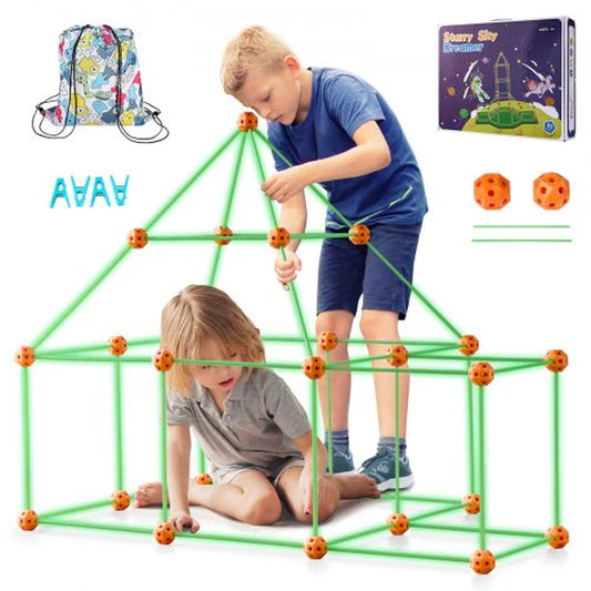 VEVOR Tent Fort Building Kit for Kids Glow in the Dark STEM Construction Toy 85P