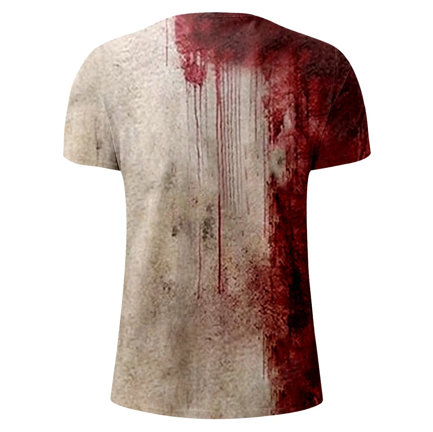 Probleme Resolu Bloody Fonts T-Shirt Short Sleeve round Neck Distressed T Shirt Male 2024 Halloween Print Tops Holiday Party Top