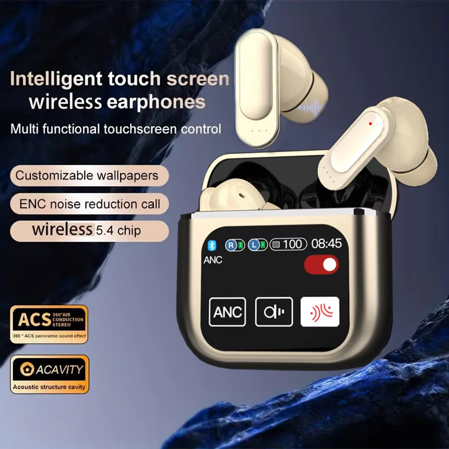 TWS Earbuds ANC Active Noise Cancellation Earphone with Touch Control LCD Screen Super Bass Premium Sound ENC Microphone SE-60