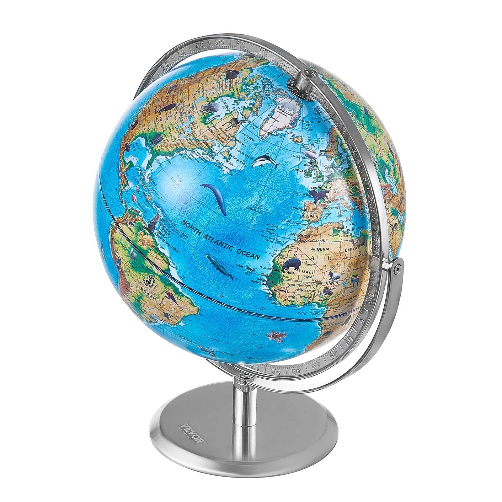 VEVOR Educational Globe for Kids, 10 In/254 Mm, Interactive AR World Globe with AR Golden Globe APP LED Night Lighting 720¡Ã Rotation, STEM Toy Gifts for Kids Compatible with Android or Ios Devices