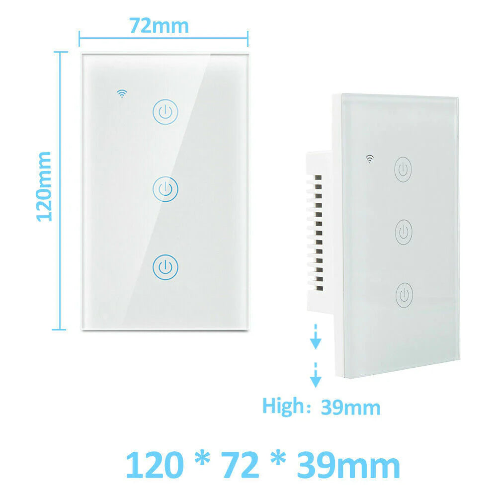 1/2/3/4 Gang Wifi Smart Wall Touch Light Switch Glass Panel for Alexa/Google APP