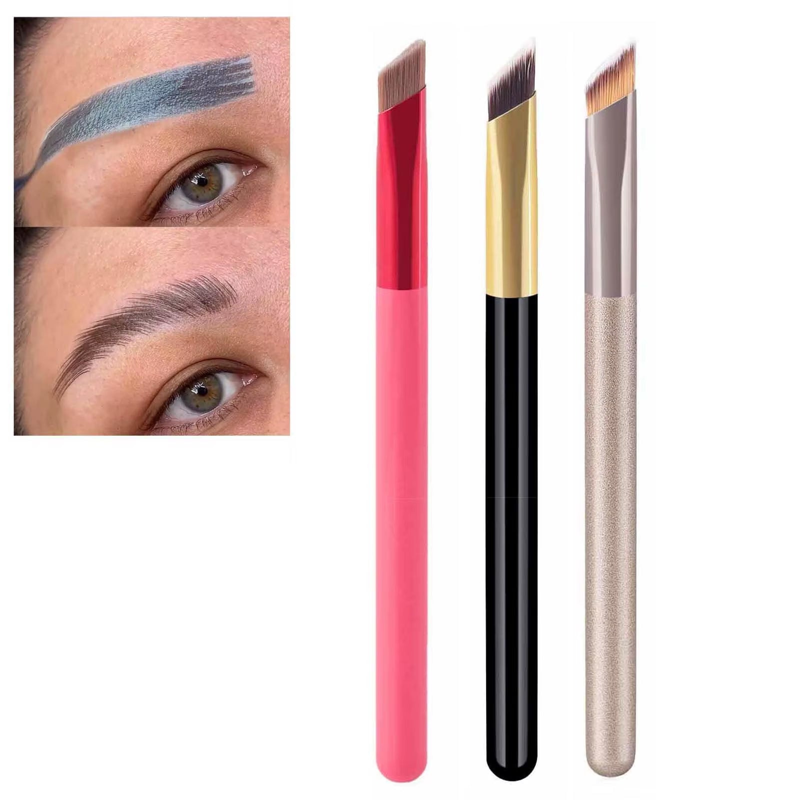 Square Tilt Angle Eyebrow Brush Soft Comfortable Fabric Head Makeup Brushes for Women Female Makeup Tool