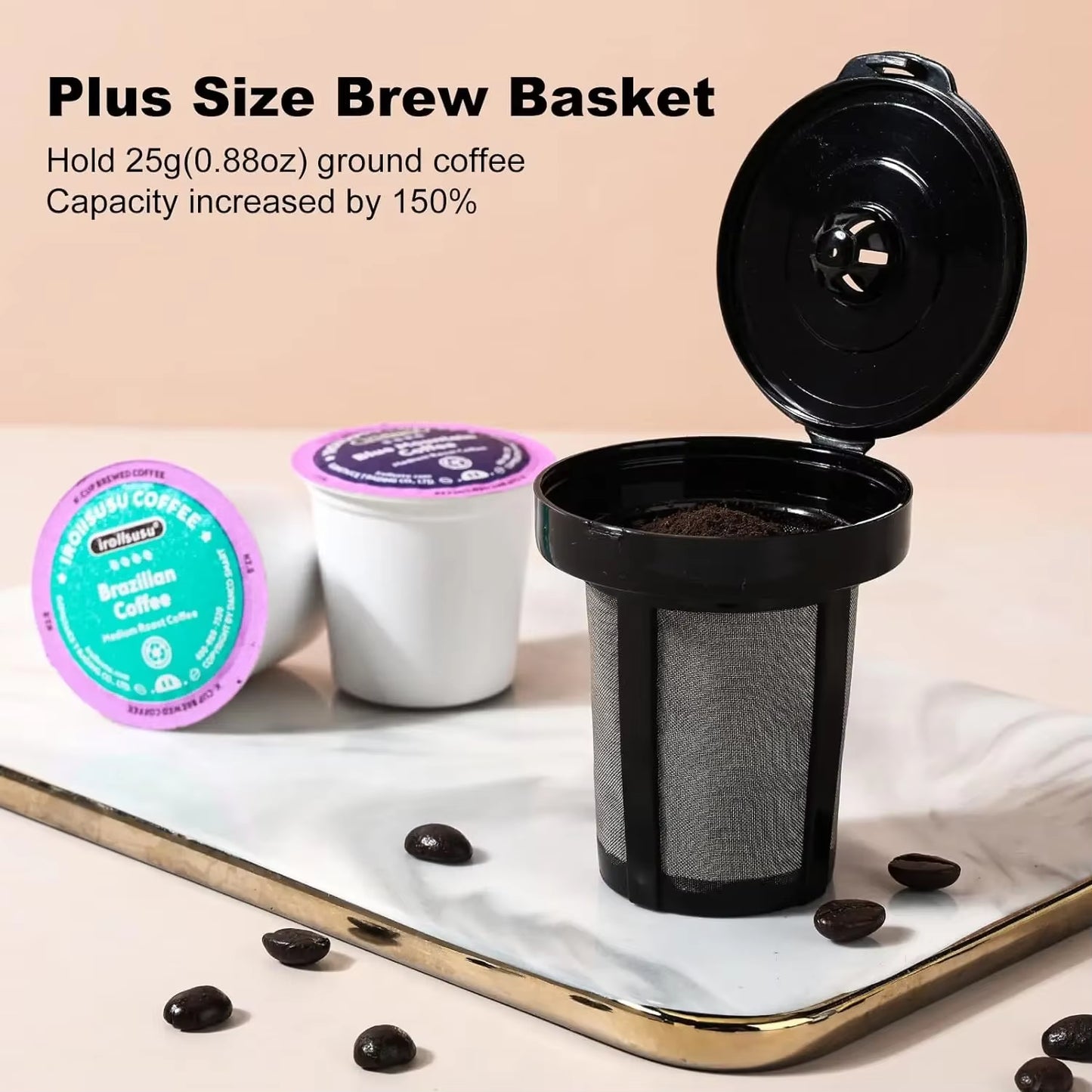 Single Serve Coffee Maker, K Cup and Ground Coffee Machine 2 in 1, 6 to 14 Oz Brew Sizes, Mini One Cup Coffee Maker