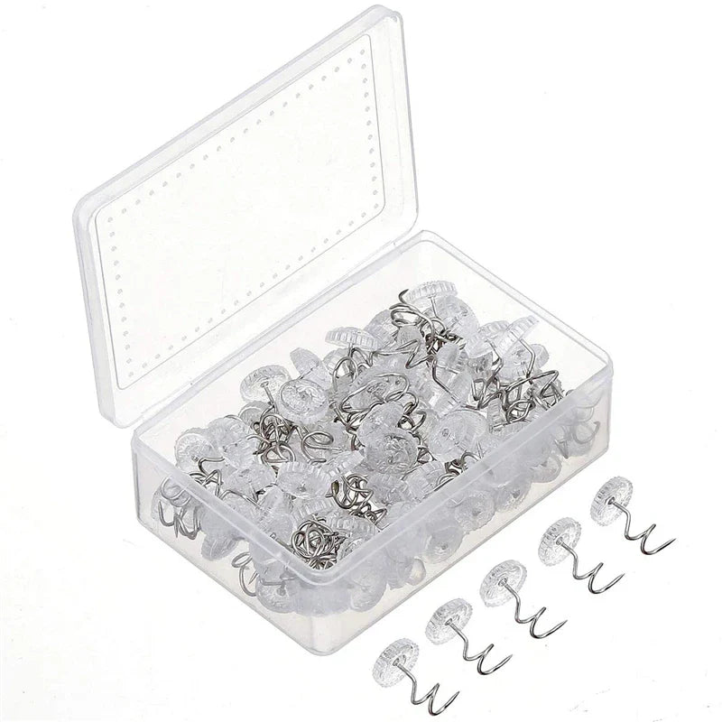 50 Pcs Upholstery Tacks Headliner Pins Clear Heads Twist Bed Fabric Sofa Chair