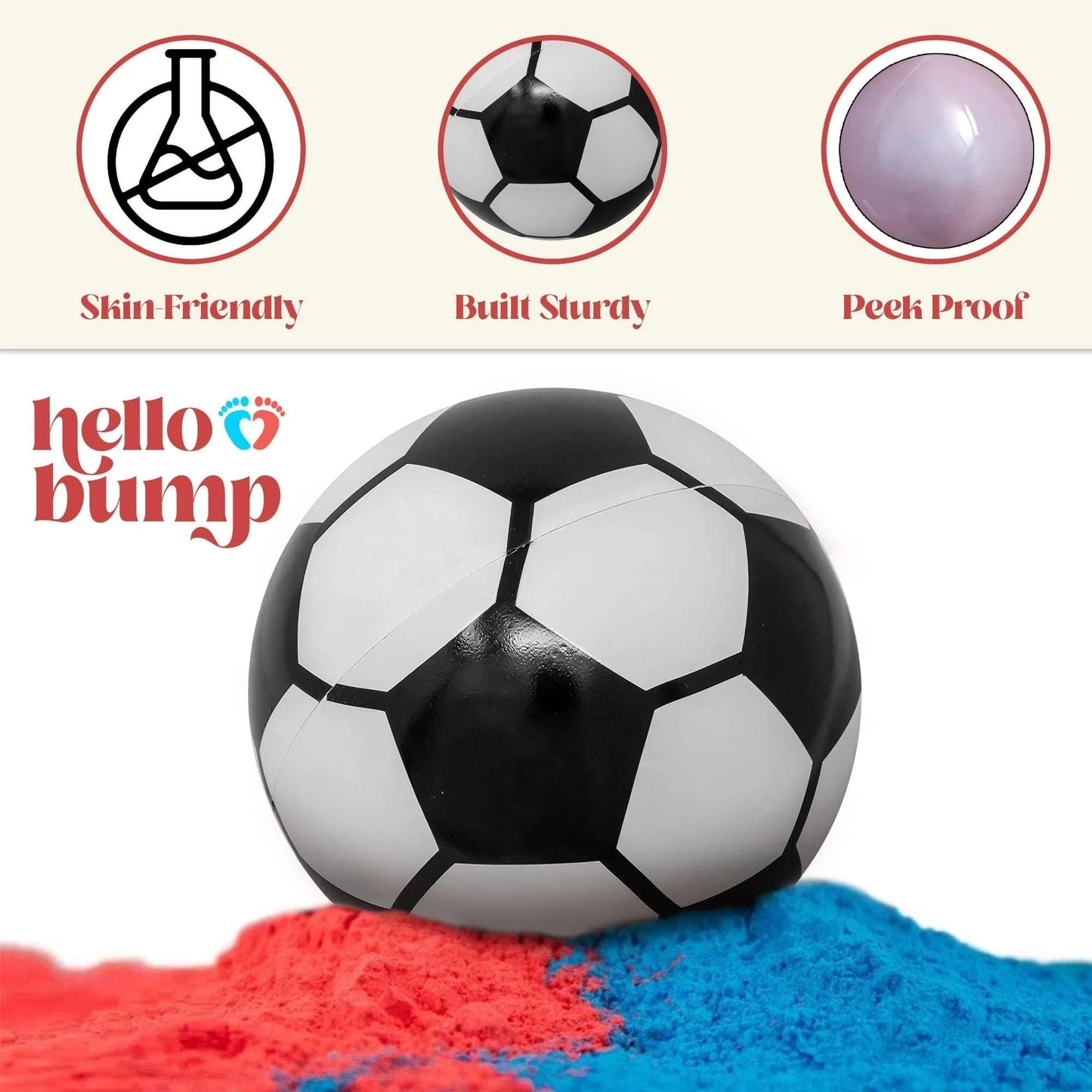 Gender Reveal Soccer Kit with Large 72 Inch Balloons and Stickers Soccer