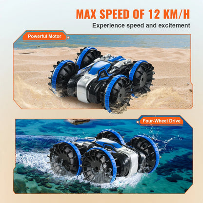 VEVOR Amphibious Remote Control Car Boat 2.4 Ghz 4WD RC Boat Kids Adults Blue