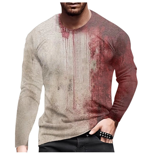 Probleme Resolu Bloody Fonts T-Shirt Short Sleeve round Neck Distressed T Shirt Male 2024 Halloween Print Tops Holiday Party Top