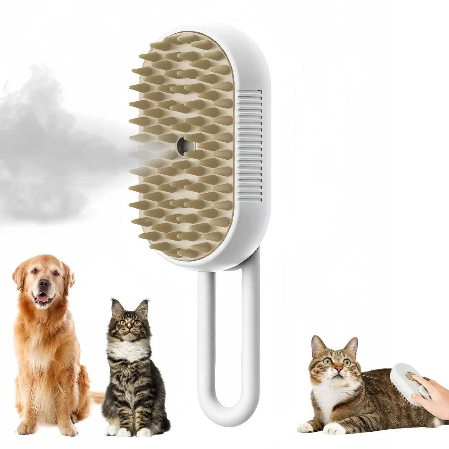 Cat Dog Pet Spray Massage Brush 3 in 1 One Button Steam Spray