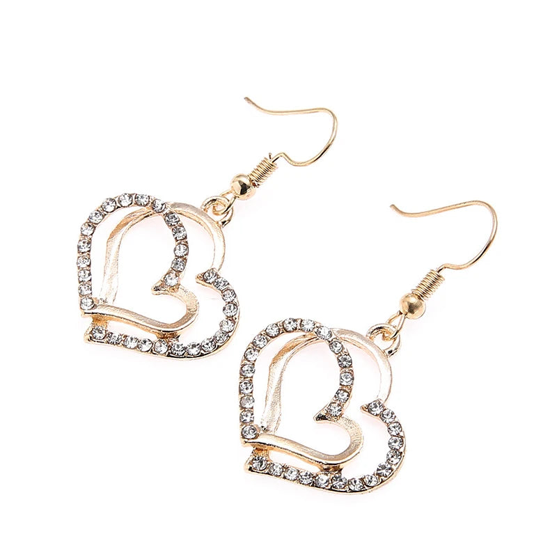 3 Pcs Set Heart Shaped Jewelry Set Of Earrings Pendant Necklace