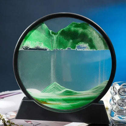 3D Moving Sand Art Picture Round Glass Deep Sea Sandscape