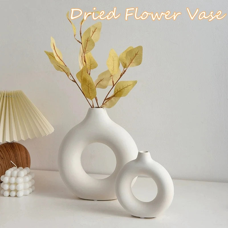 Imitation Ceramic Pure White Vase Decorative Vasen Single Branch