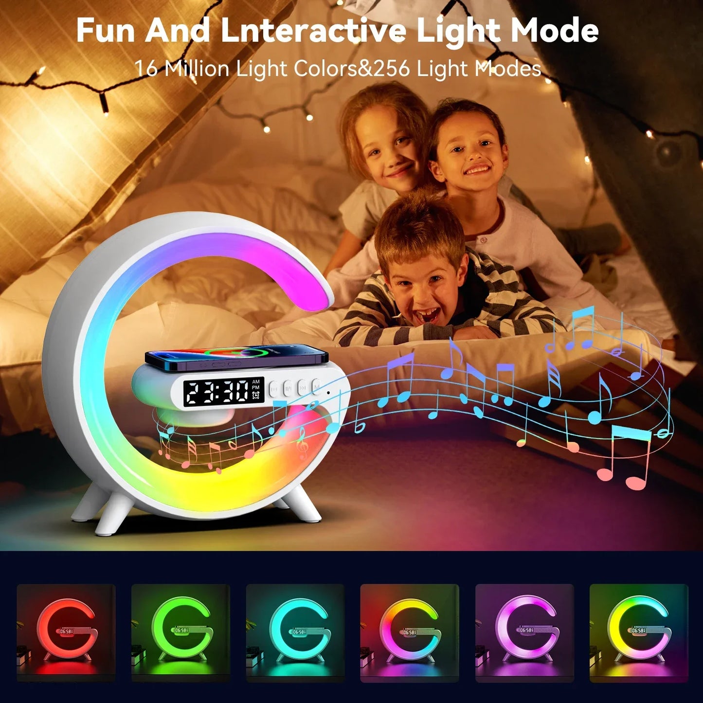 Wireless charger Bluetooth 5.0 speaker RGB night light lamp