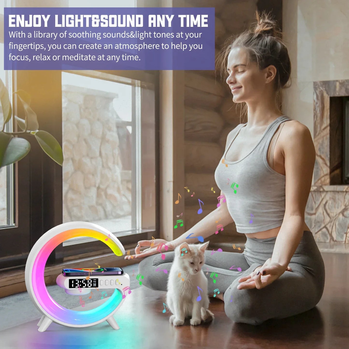 Wireless charger Bluetooth 5.0 speaker RGB night light lamp