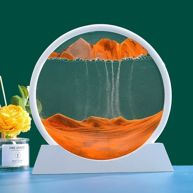 3D Moving Sand Art Picture Round Glass Deep Sea Sandscape