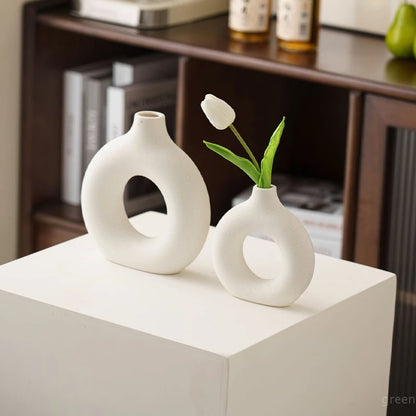 Imitation Ceramic Pure White Vase Decorative Vasen Single Branch