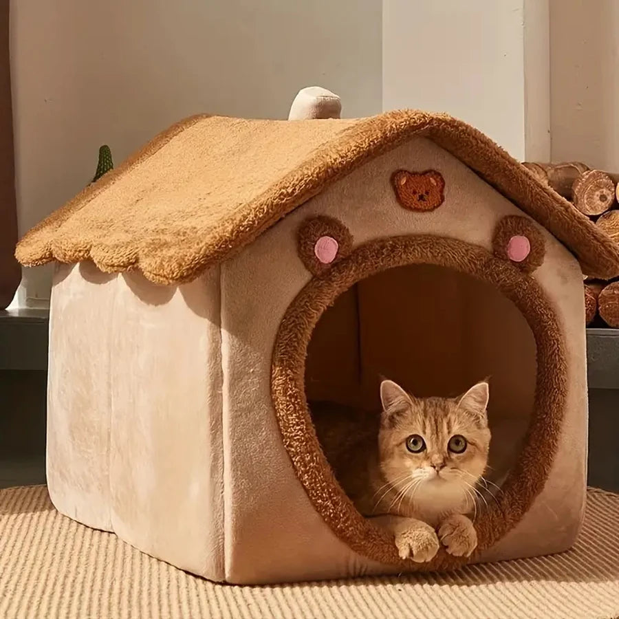 Foldable Pet House Removable Washable Cat House Puppy Cave