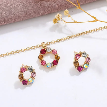 3pcs Gold Necklace Earrings Set Ladies Celebrity Simple Fashion Style