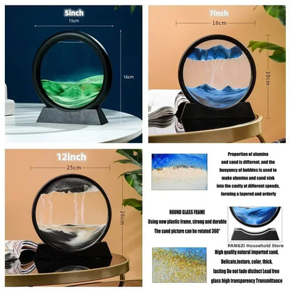 3D Moving Sand Art Picture Round Glass Deep Sea Sandscape