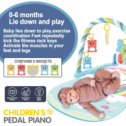 Baby Fitness Stand Music Play Gym Activity Toys Newborn Piano