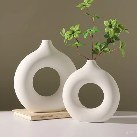 Imitation Ceramic Pure White Vase Decorative Vasen Single Branch