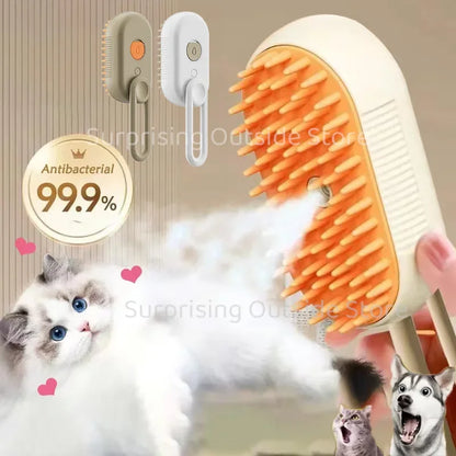 Cat Dog Pet Spray Massage Brush 3 in 1 One Button Steam Spray