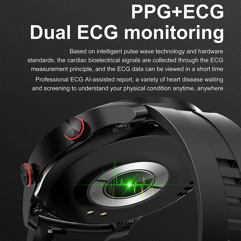 ECG+PPG Bluetooth Call Smart Watch Men Laser Health Blood Pressure