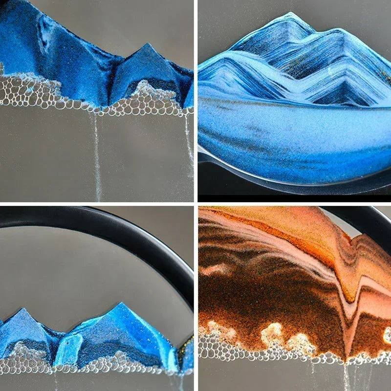 3D Moving Sand Art Picture Round Glass Deep Sea Sandscape