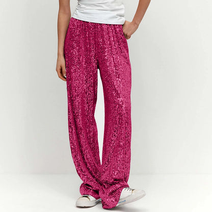 Women's Glitter Sequin Wide Leg Party Pants