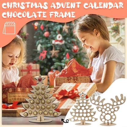 Wooden Christmas Advent Calendar Countdown Chocolate Holder