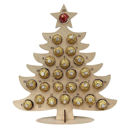 Wooden Christmas Advent Calendar Countdown Chocolate Holder