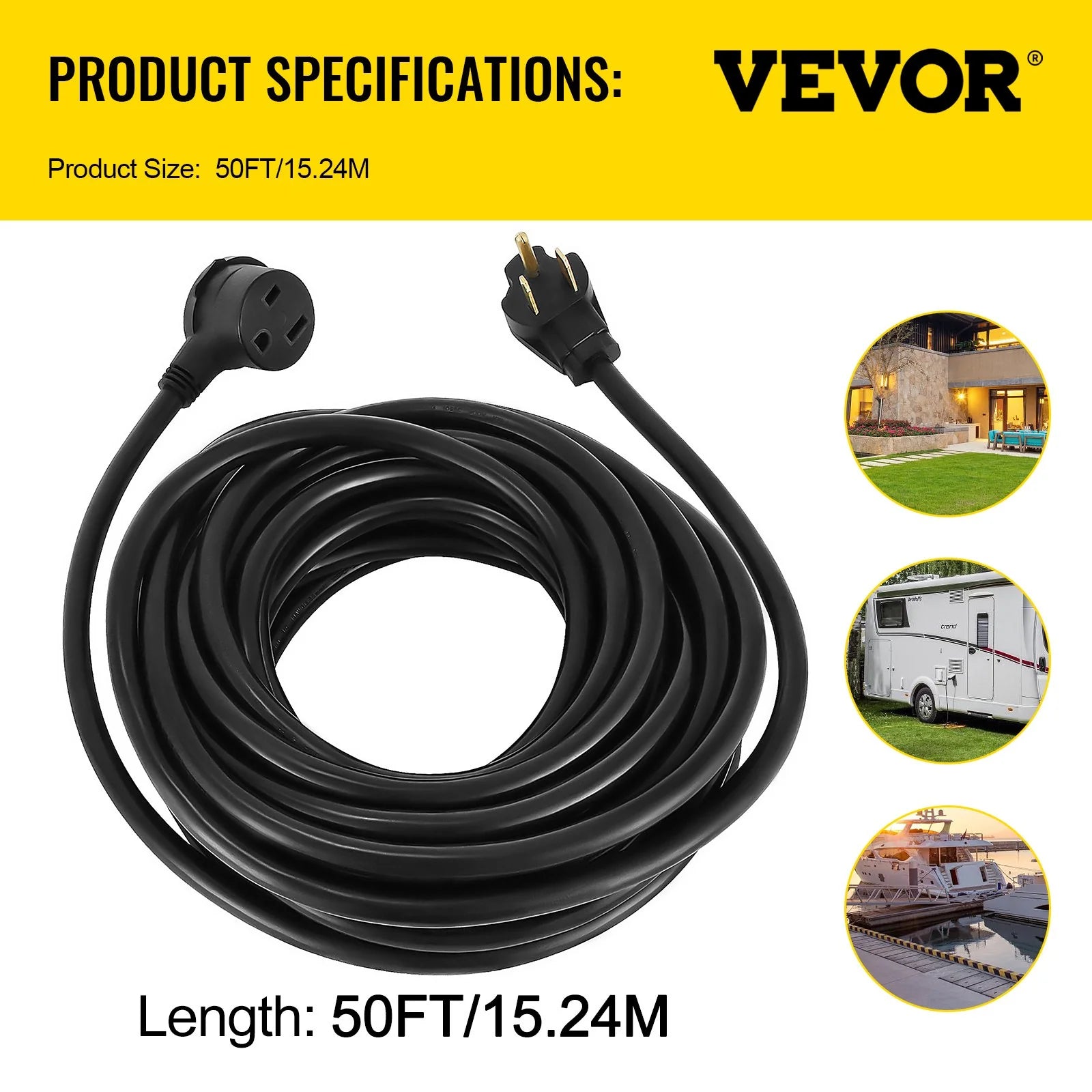 VEVOR Welding Extension Cord 50Ft MIG TIG Plasma Welding Cord 30A Extension Cord for Portable Welders