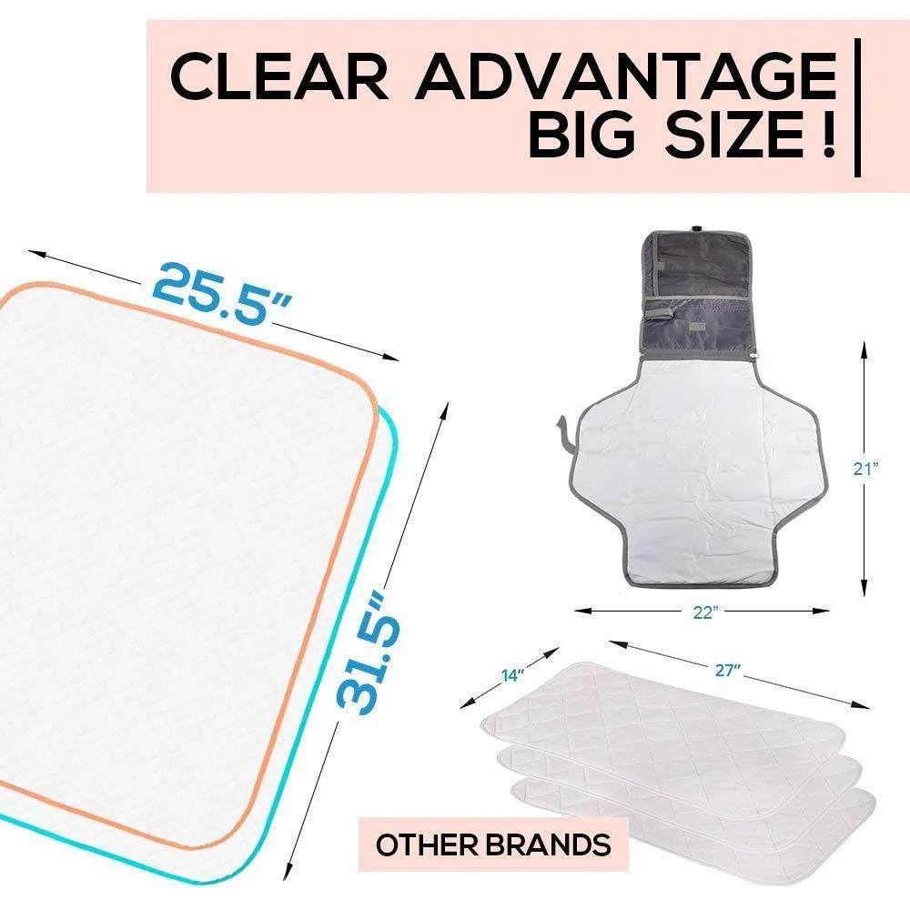 Portable Changing Pad Large Size 25.5 X31.5 Inch 2 Pack Vinyl Waterproof Smooth