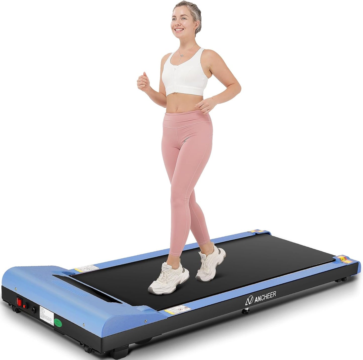 Walking Pad under Desk Treadmill for Home Office with App Control 2.5 HP Compact Electric Treadmills with Remote Control,300Lbs Weight Capacity,Ultra-Quiet & Installation-Free(Blue)