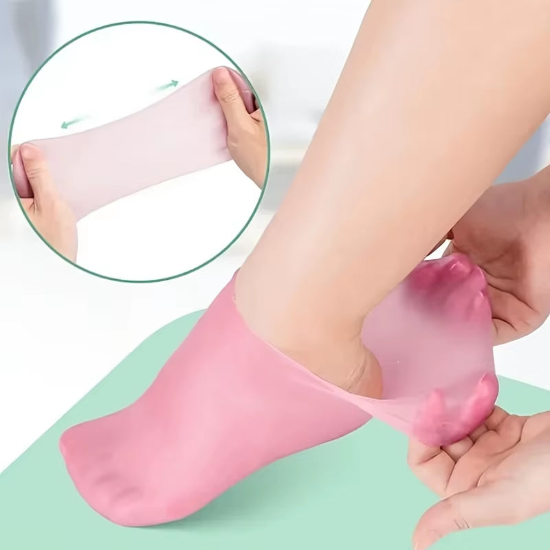 2 Pack Silicone Moisturizing Foot Socks for Cracked Feet, Foot Spa Treatment Socks Moisturizing Gel Socks