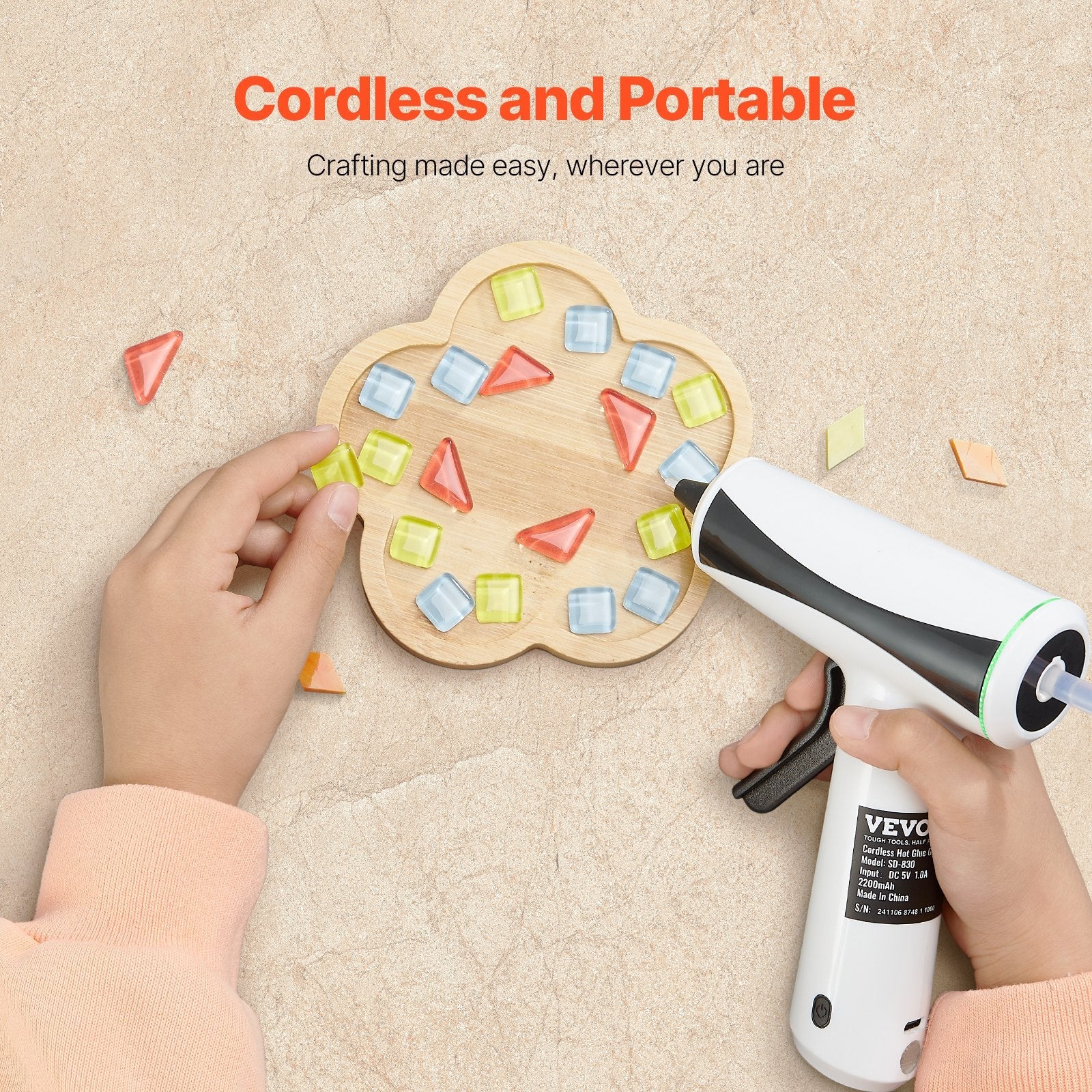 Cordless Hot Glue Gun Hot Melt Glue Gun with 20Pcs Sticks Rechargeable Battery