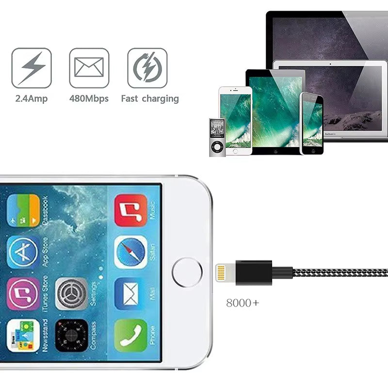 Mfi Certified Lightning Data Cable 3Pack 50CM Braided Charging Cable Colorful Design Compatible with Iphone 14/13/12/11/X Series